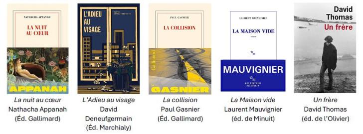 photo des couvertures de livres des 5 finalistes